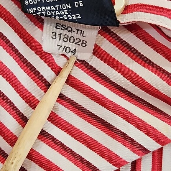 Tommy Hilfiger Shirt Men's XXL Red White Stripe LS Button-Down Vintage EUC LN - Picture 10 of 16